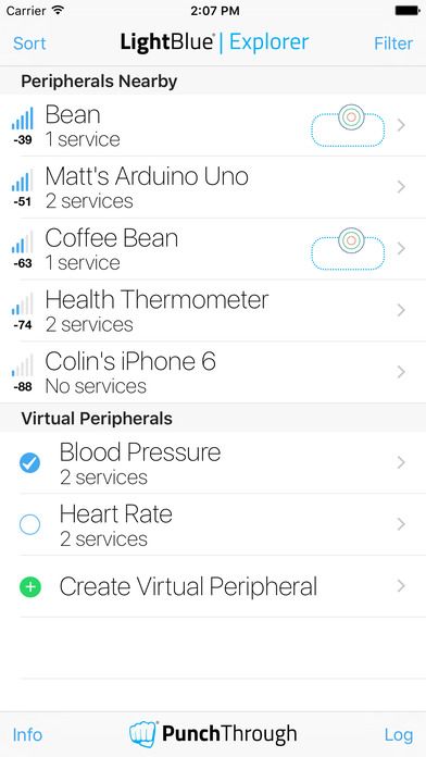 Screenshot of lightblue app